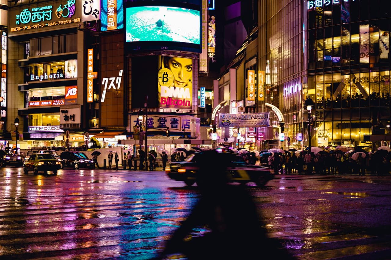 Tokyo Shibuya neon streets at night
